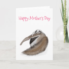 Moederdagkaart met cute miereneter en baby kaart