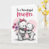 Moederdagkaart met de liefste beren kaart (Gele Bloem)