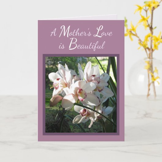 Moederdagkaart met een Moederliefde met Orchideeën Kaart (Gele Bloem)