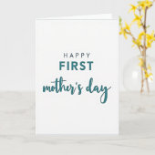 Moederdagkaart met eerste Moederdag-script in Teal Kaart (Gele Bloem)