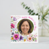 Moederdagkaart met eigen foto en bloemendesign  feestdagenkaart (Staand voorkant)