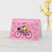 Moederdagkaart met fiets en kat kaart (Gele Bloem)