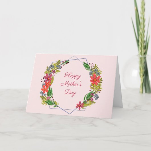Moederdagkaart met geometrische krans kaart (Voorkant)