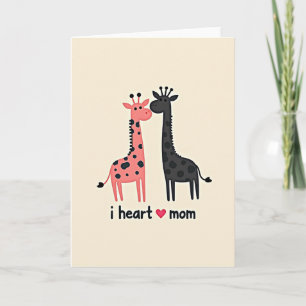Moederdagkaart met giraffe-liefde kaart