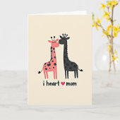 Moederdagkaart met giraffe-liefde kaart (Gele Bloem)