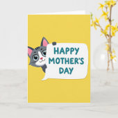 Moederdagkaart met grijze kat kaart (Gele Bloem)