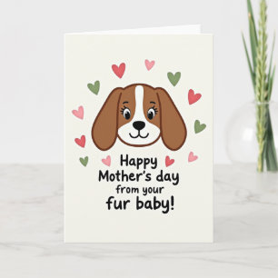 Moederdagkaart met hond die van mama houdt kaart