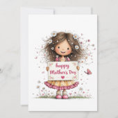 Moederdagkaart met illustratie van kind & madelief (Voorkant)
