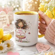 Moederdagkaart met illustratie van kind & madelief