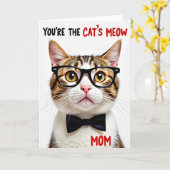 Moederdagkaart met kat en vlinderdas kaart (Gele Bloem)