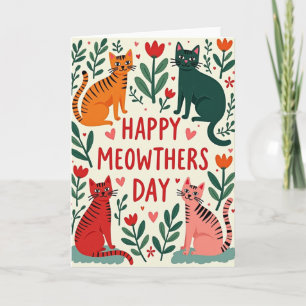 Moederdagkaart met katten in de tuin kaart