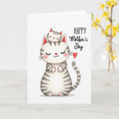 Moederdagkaart met katten kaart (Gele Bloem)
