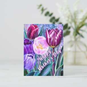 Moederdagkaart met kleurrijke tulpen briefkaart