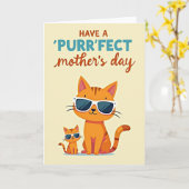 Moederdagkaart met koele katten kaart (Gele Bloem)