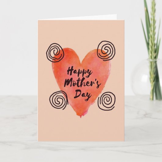 Moederdagkaart met koraalroze liefde kaart (Voorkant)