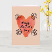 Moederdagkaart met koraalroze liefde kaart (Gele Bloem)