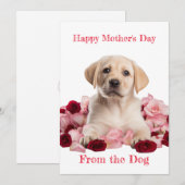 Moederdagkaart met Labrador-puppy en rozen Feestdagenkaart (Voorkant / Achterkant)