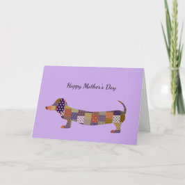 Moederdagkaart met lapjesdachshond