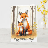 Moederdagkaart met liefhebbende vos kaart (Gele Bloem)
