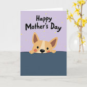 Moederdagkaart met matte cute hond kaart (Gele Bloem)
