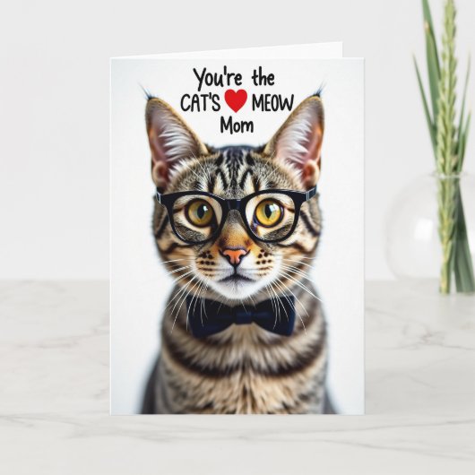 Moederdagkaart met matte tabby kat kaart (Voorkant)