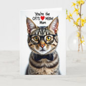 Moederdagkaart met matte tabby kat kaart (Gele Bloem)