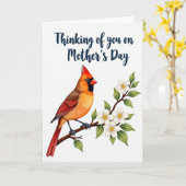Moederdagkaart met matte vogel tak kaart (Gele Bloem)