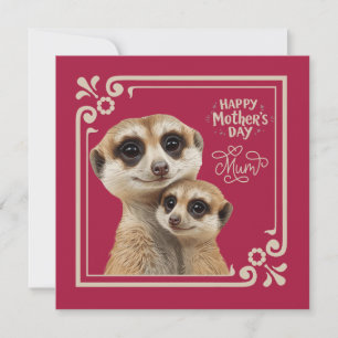 Moederdagkaart met meerkatten die van elkaar houde kaart