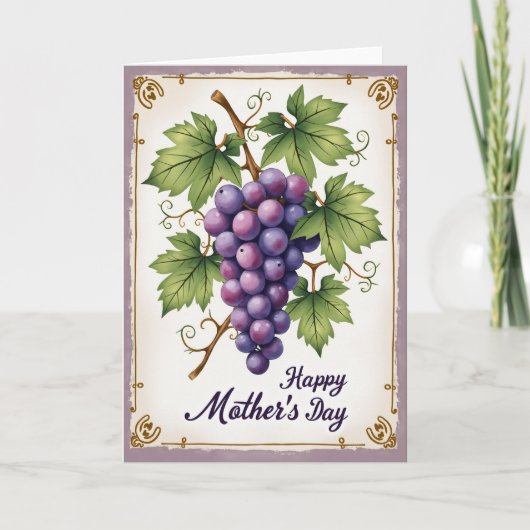Moederdagkaart met paarse druiven kaart (Voorkant)