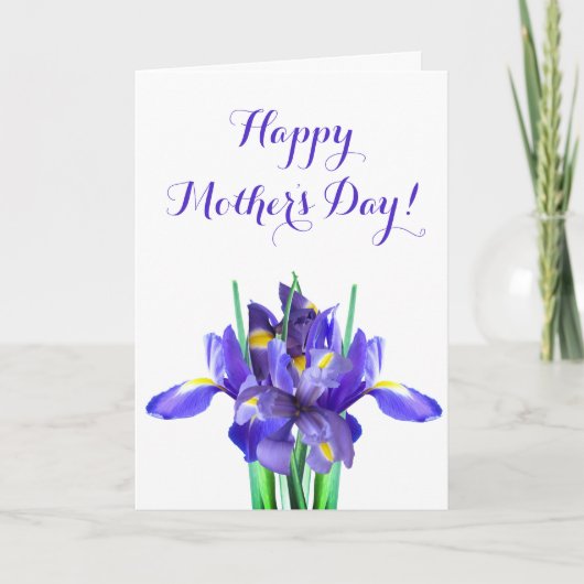 Moederdagkaart met paarse irissen kaart (Voorkant)