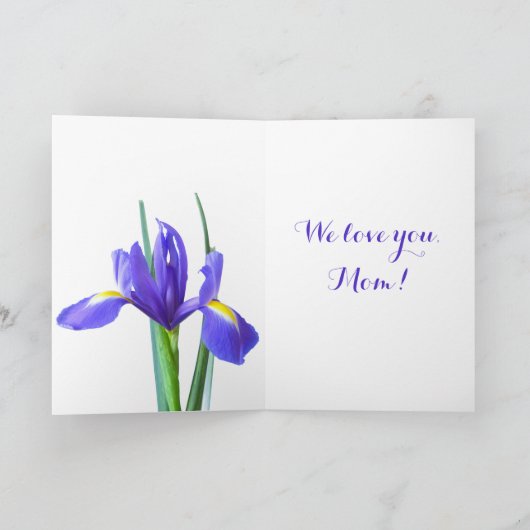 Moederdagkaart met paarse irissen kaart (Binnen)