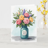 Moederdagkaart met pastelboeket kaart (Gele Bloem)