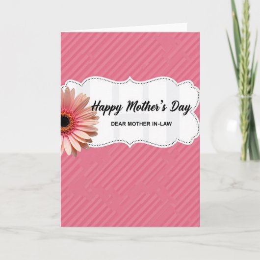 Moederdagkaart met roze streep kaart (Voorkant)