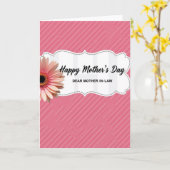 Moederdagkaart met roze streep kaart (Gele Bloem)