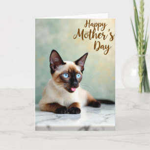 Moederdagkaart met saffierkleurige kat kaart