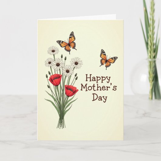 Moederdagkaart met scharlaken bloem kaart (Voorkant)