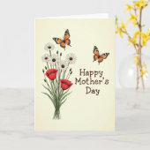 Moederdagkaart met scharlaken bloem kaart (Gele Bloem)