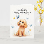 Moederdagkaart met schattige pup kaart (Gele Bloem)