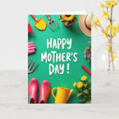 Moederdagkaart met smaragdgroene tuin kaart (Gele Bloem)