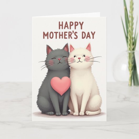 Moederdagkaart met stippenkatten kaart (Voorkant)