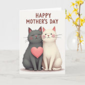 Moederdagkaart met stippenkatten kaart (Gele Bloem)
