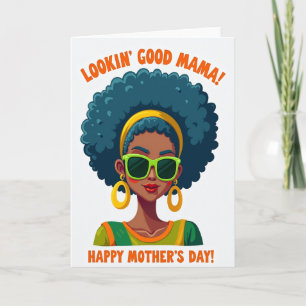 Moederdagkaart met turquoise afro kaart