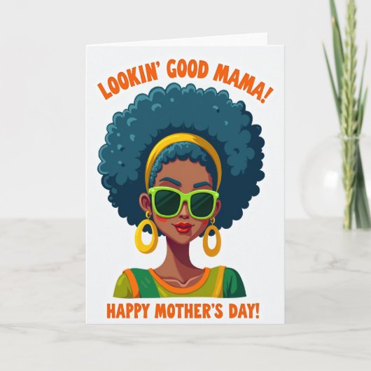 Moederdagkaart met turquoise afro kaart (Voorkant)