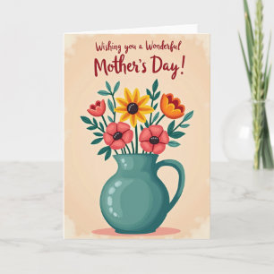 Moederdagkaart met turquoise bloempot kaart