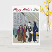 Moederdagkaart met vintage mode kaart (Gele Bloem)