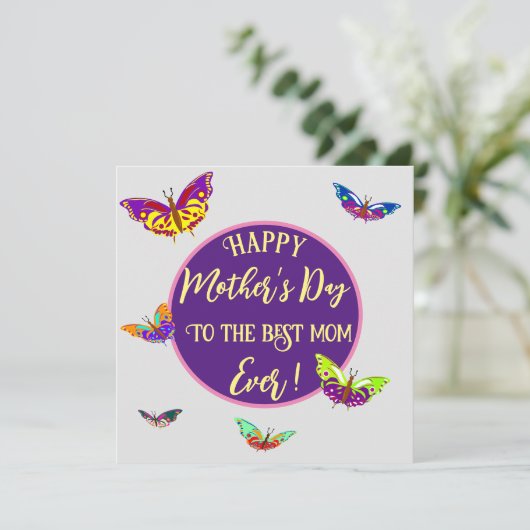 Moederdagkaart met vlinders kaart (Staand voorkant)