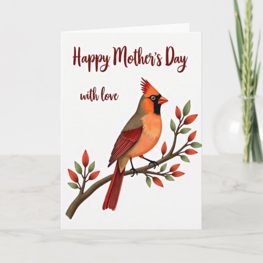 Moederdagkaart met vogel en tak kaart (Voorkant)