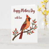 Moederdagkaart met vogel en tak kaart (Gele Bloem)