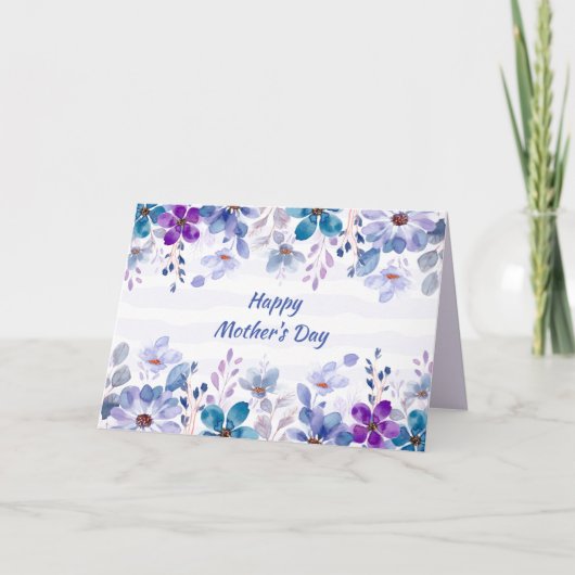 Moederdagkaart met waterverf bloemen kaart (Voorkant)