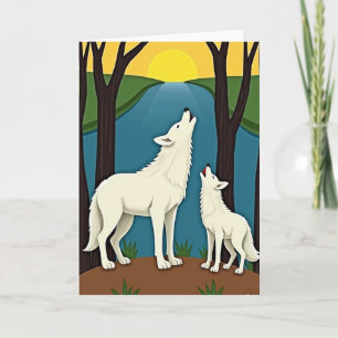 Moederdagkaart met Witte Wolven Kaart
